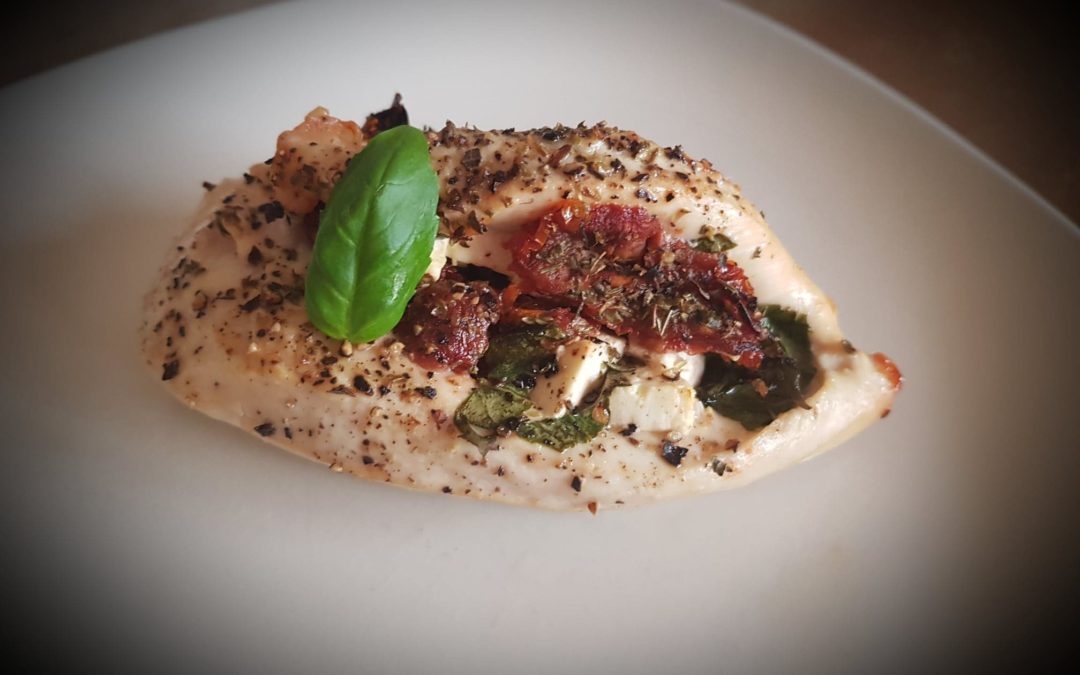 Chicken Breast Stuffed with Sun Dried Tomatoes, Basil & Feta